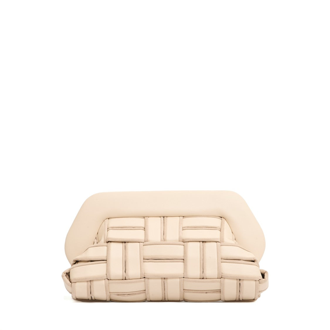 Themoirè Clutch Vegan Leather Intreccio Beige Con Profili