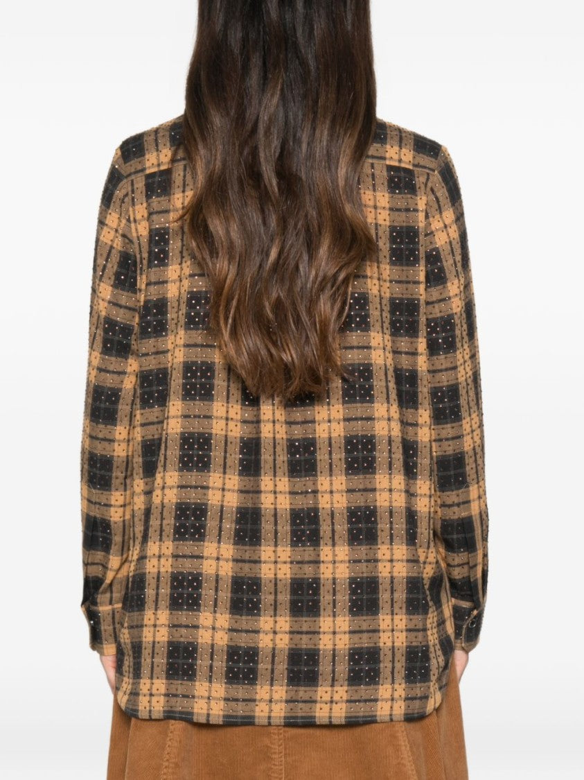 Pinko Ivory Plaid Perforated Coat