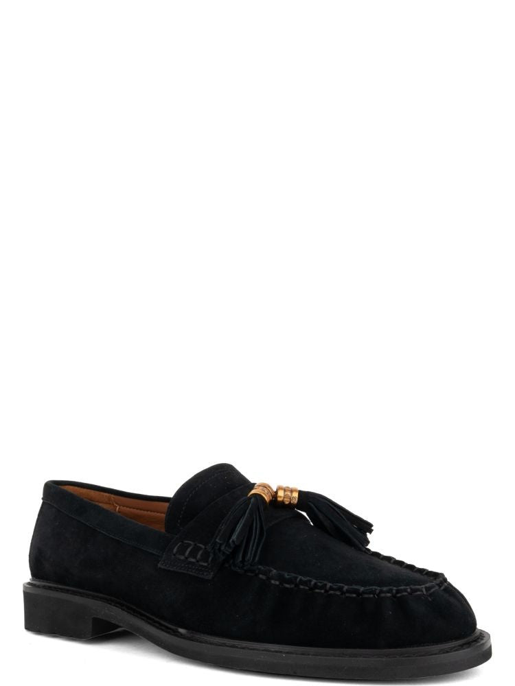 Adrianna Feretti Black Classic Tassel Accent Suede Loafers
