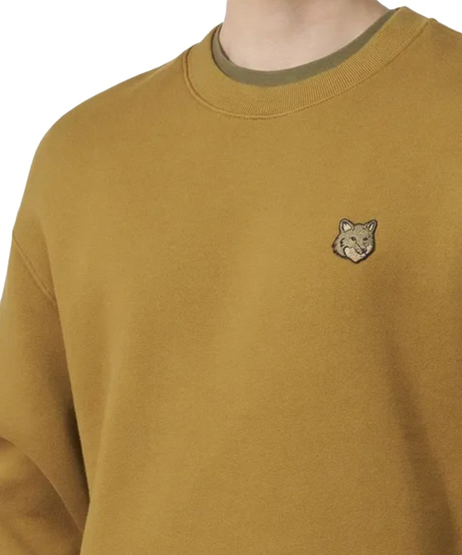 Maison Kitsuné Long-Sleeve Crewneck Sweatshirt With Embroidered Fox Emblem