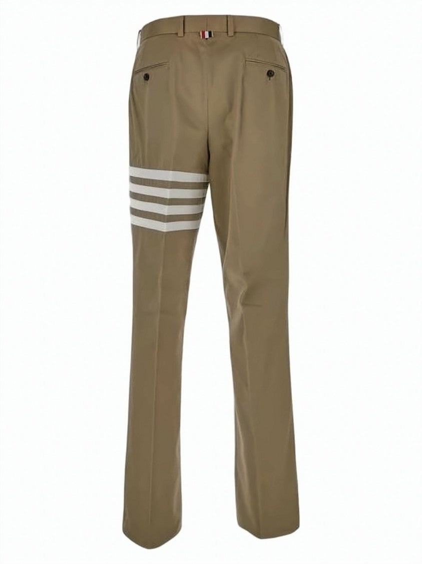 Thom Browne Cotton Twill Chino Pants With Four Bold Stripes