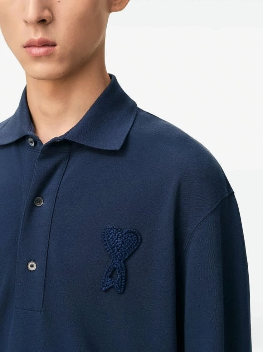 Ami Paris Navy Blue Polo Shirt