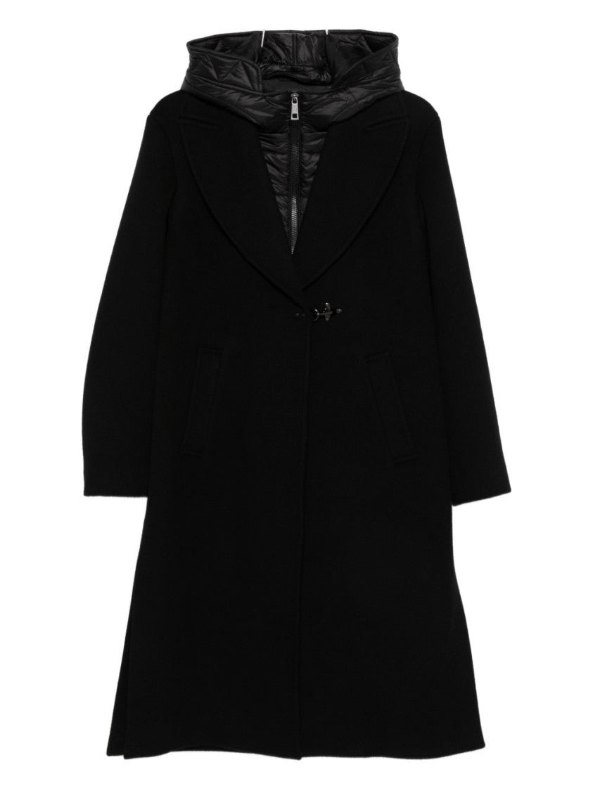 Fay Tailored Black Wool Blend Giacconi Coat
