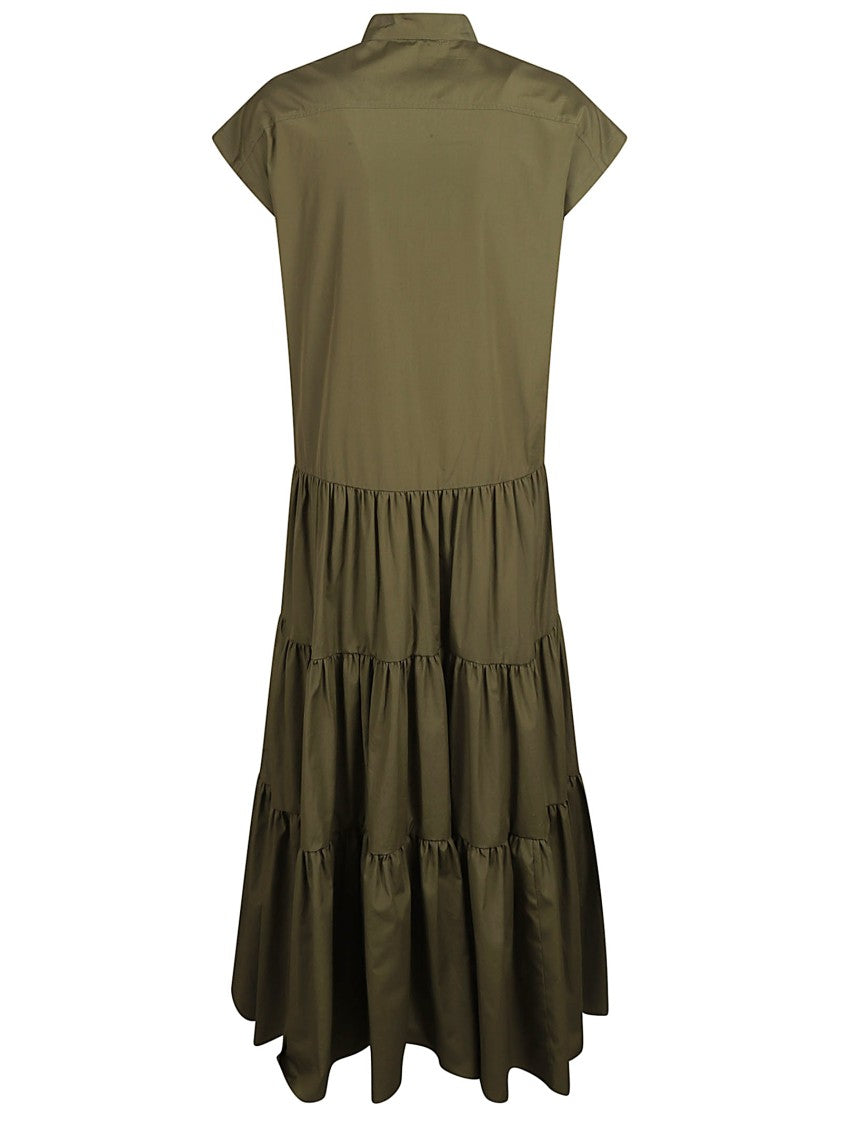 Max Mara Tiered Maxi Dress With High Neck