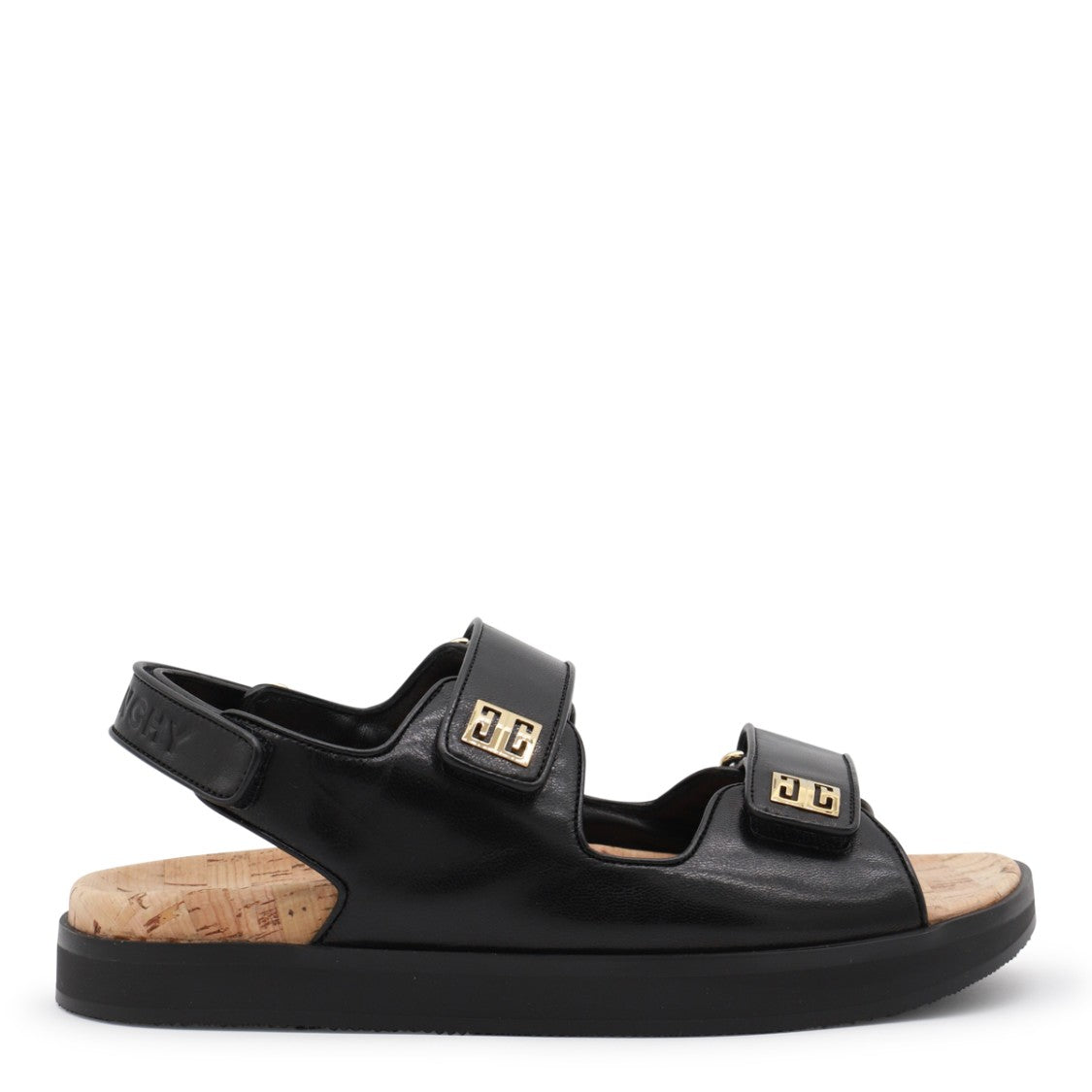 Givenchy Black Leather Round Toe Sandals