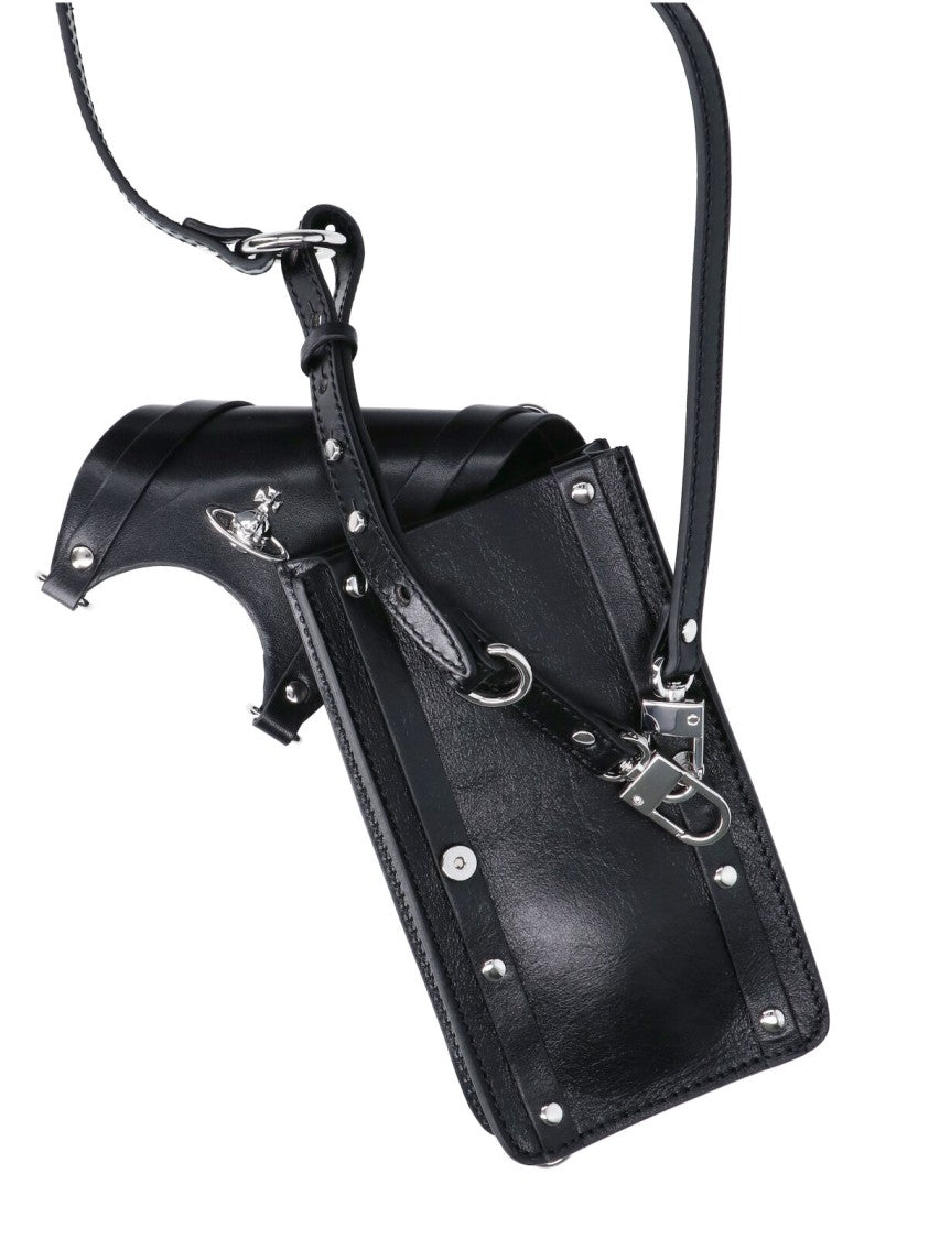 Vivienne Westwood Black Structured Rectangular Flap Bag