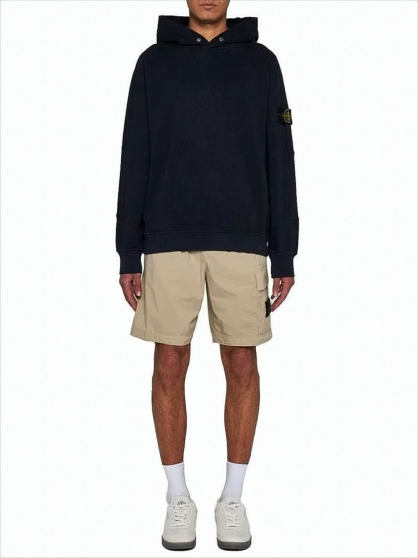Stone Island Black Hoodie With Distinctive Patch Logo