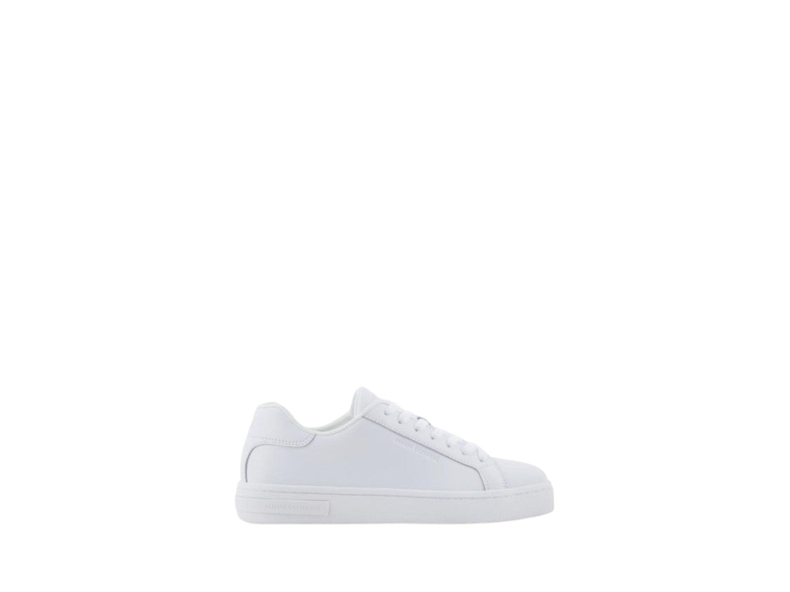 Armani Exchange Lace-Up Sneakers With Minimalist Design In Cowhide Leather