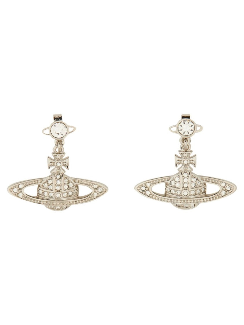 Vivienne Westwood Silver-Tone Drop Earrings With Distinctive Orb And Ring Design