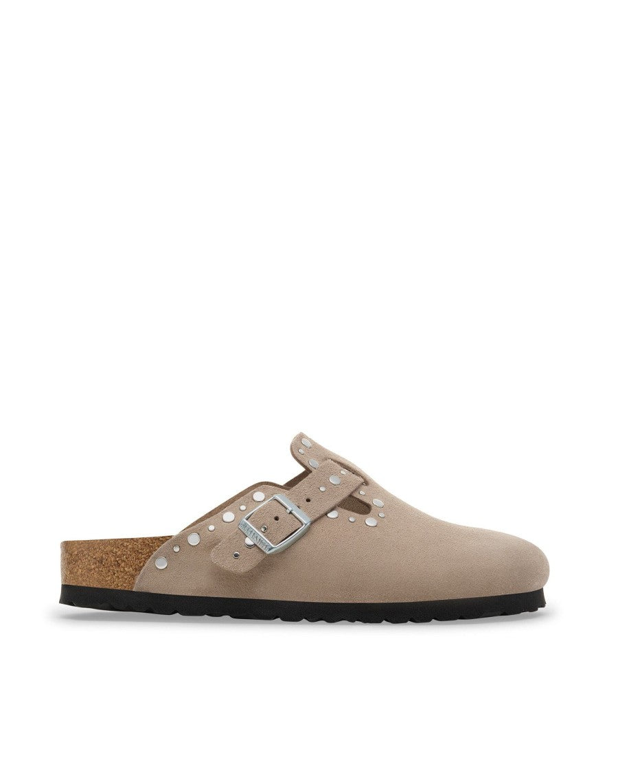 Birkenstock Taupe Boston Rivets Mules