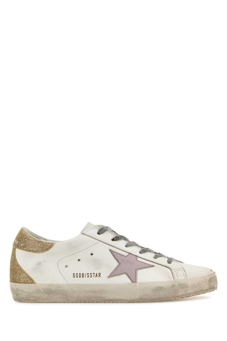 Golden Goose Distressed White Leather Super Star Classic Sneakers