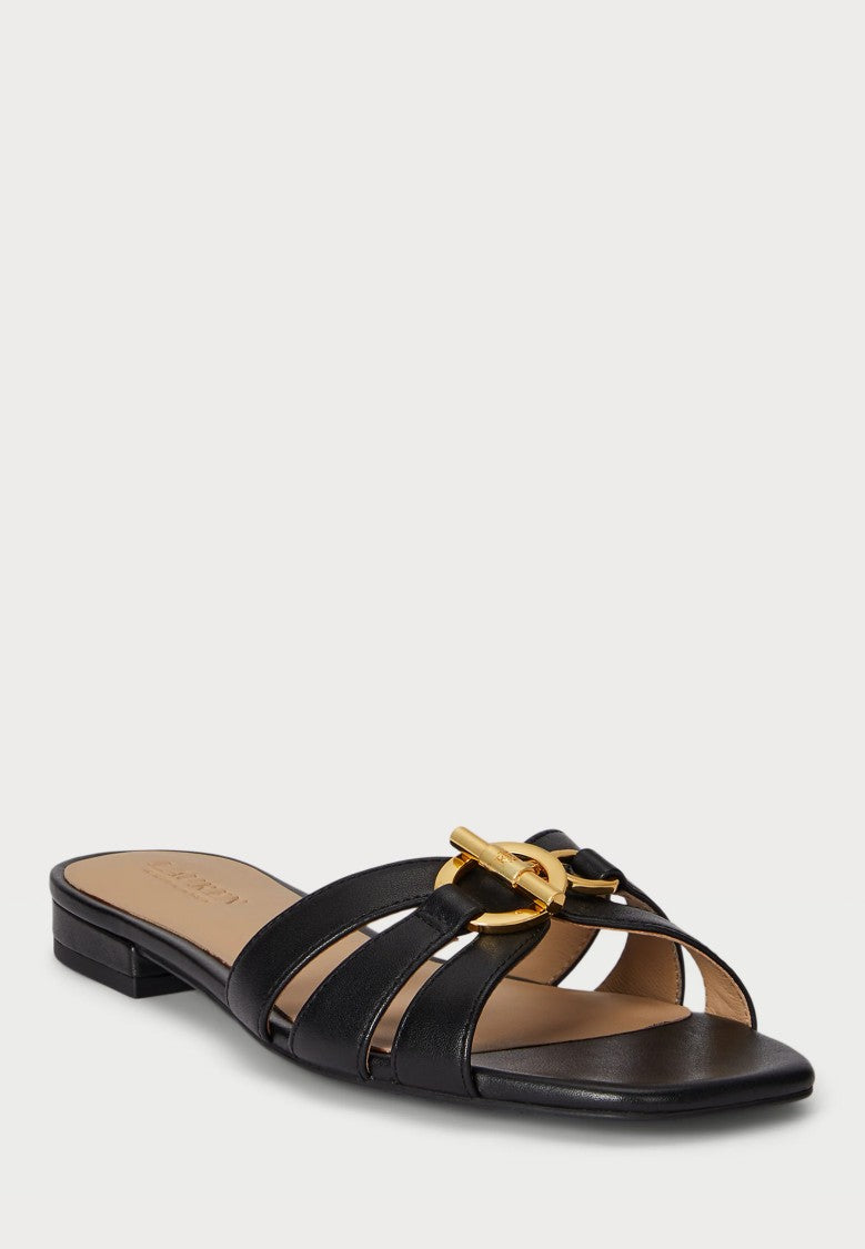 Lauren Ralph Lauren Black Blaike Slide Leather Sandals