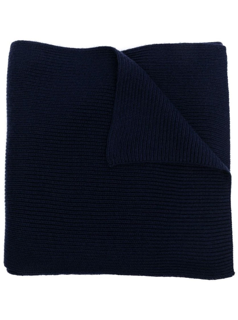 Polo Ralph Lauren Textured Knit Scarf In Rich Black Wool