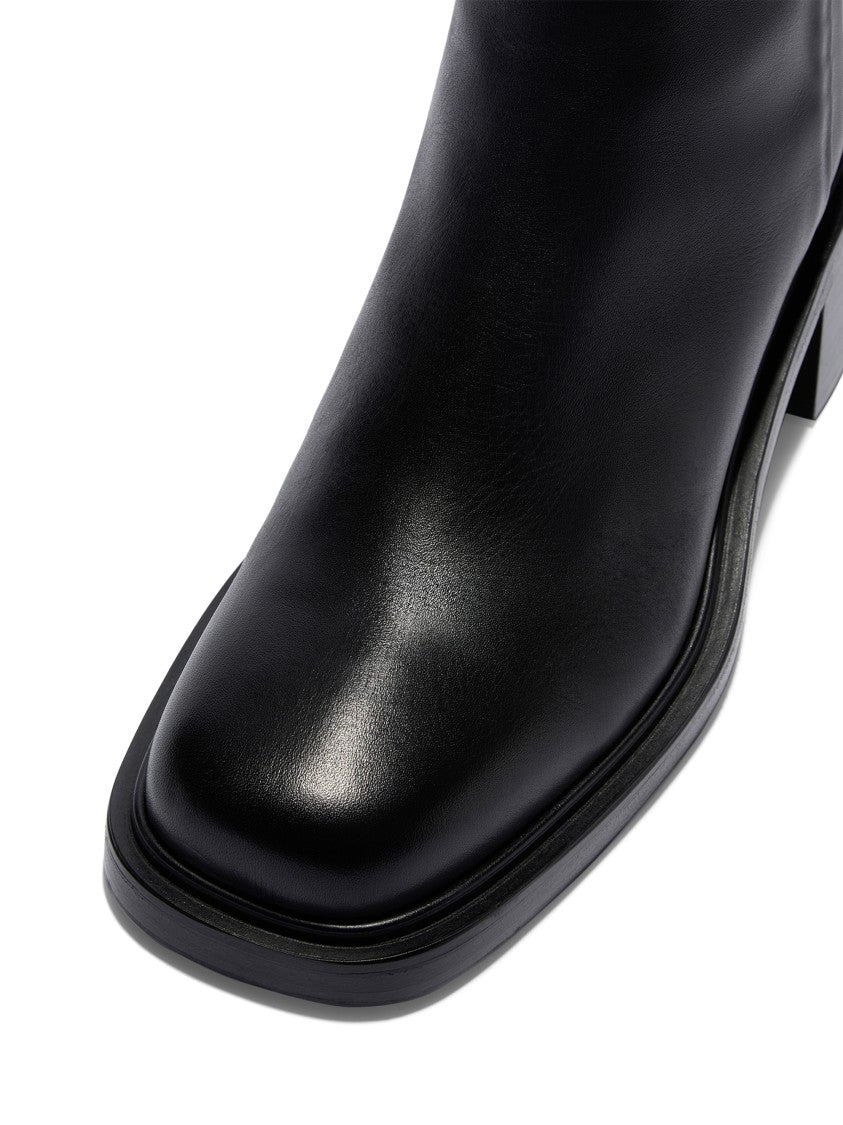 Aeydē Minimalist Black Calf Leather Boots With Square Toe