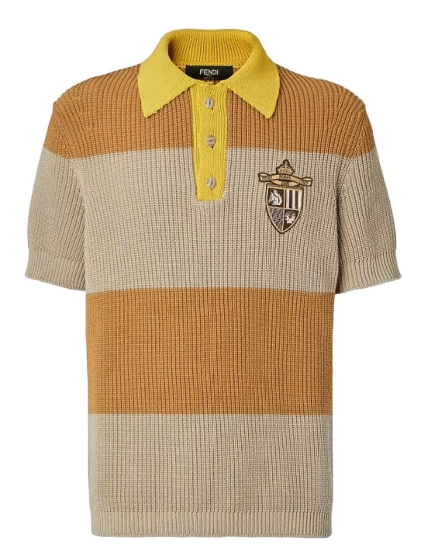 Fendi Textured Knit Sweater With Polo Collar