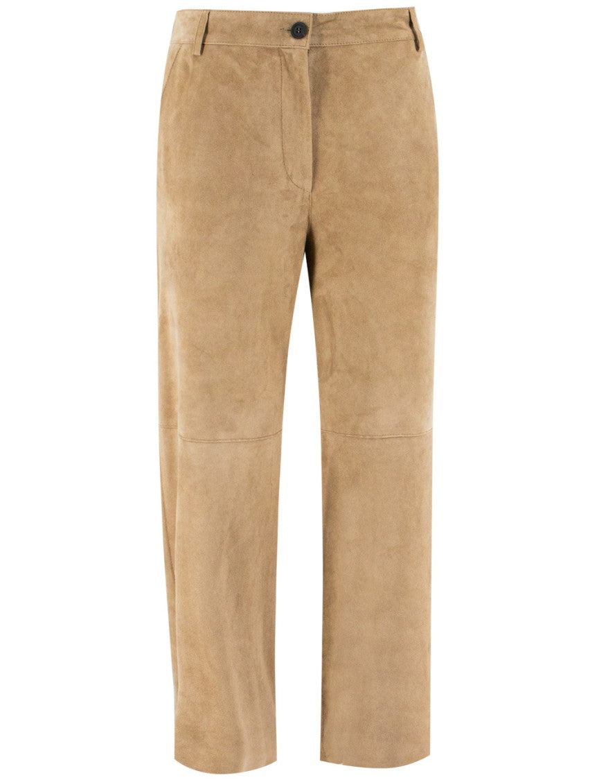 Antonelli Leather Trousers With Elasticated Waistband