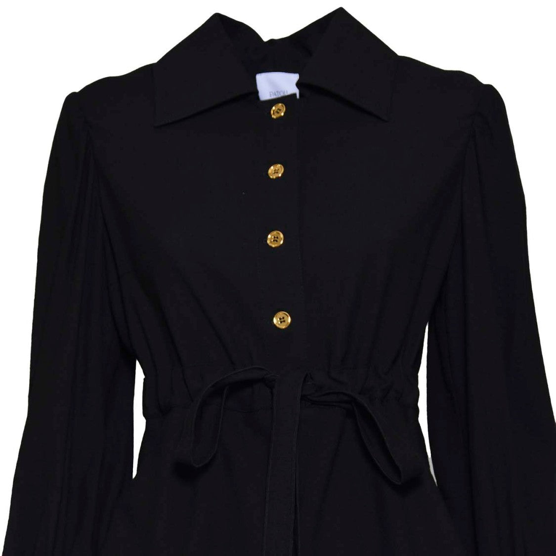 Patou Black Viscose Seersucker Short Dress