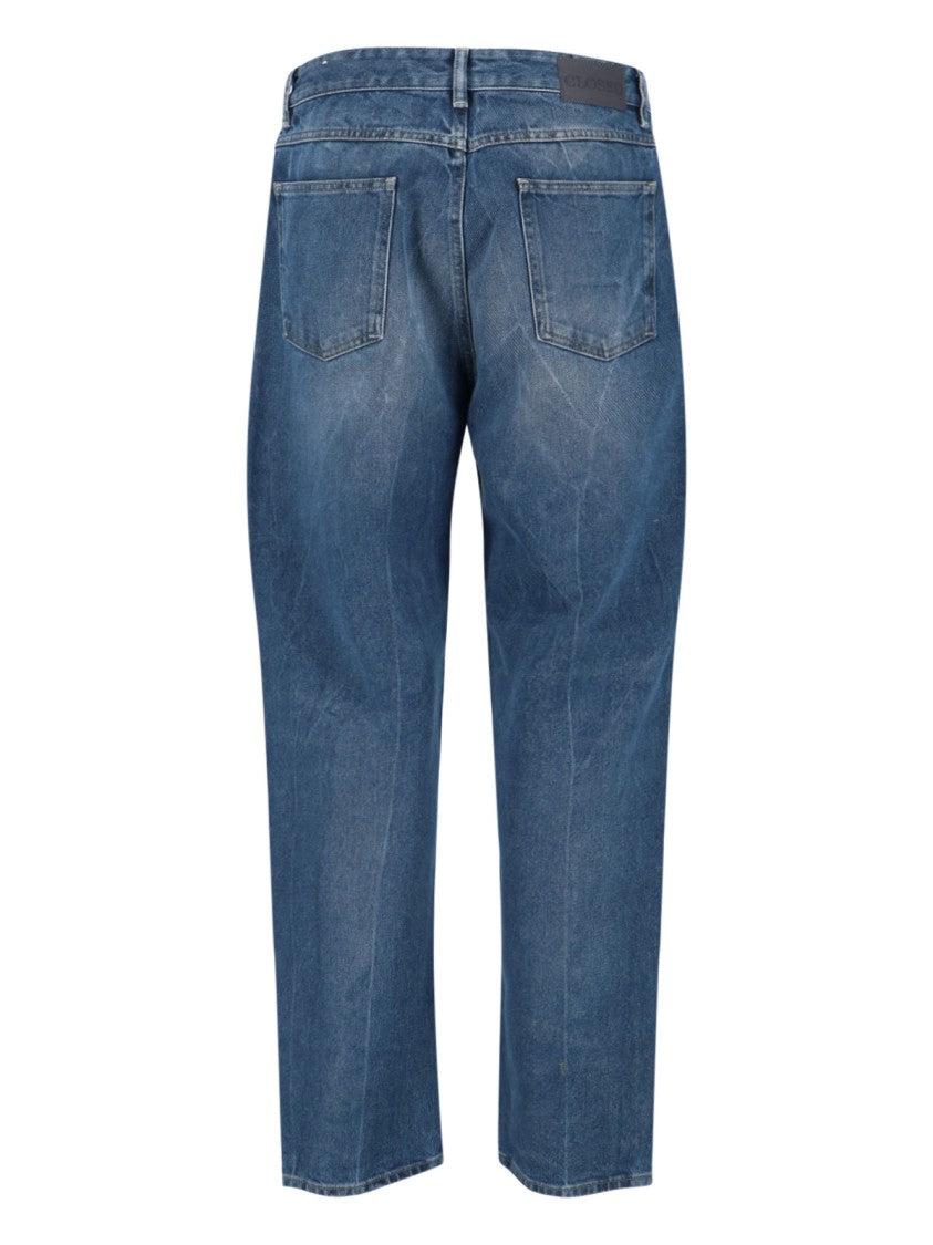 Closed High-Waisted Straight-Leg Denim Jeans With Worn-In Finish