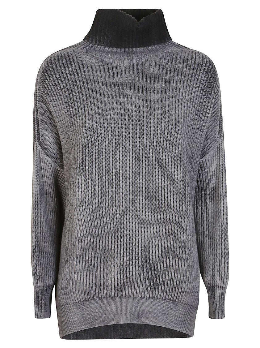 Avant Toi Overfit Turtleneck Sweater With Hand-Painted Husky Pattern