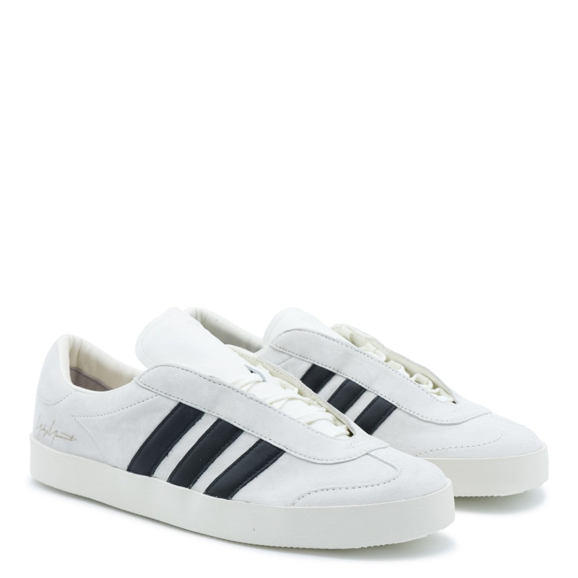 Y-3 White Gazelle Drawstring Laces Leather Sneakers