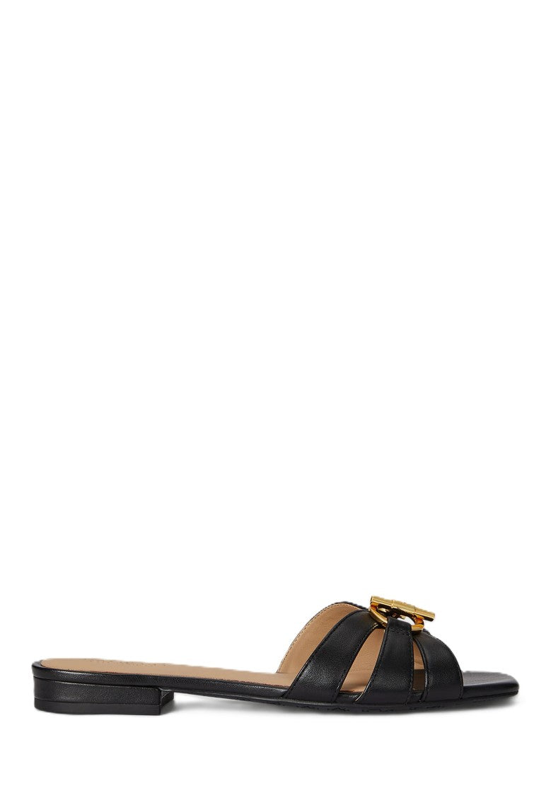 Lauren Ralph Lauren Black Blaike Slide Leather Sandals