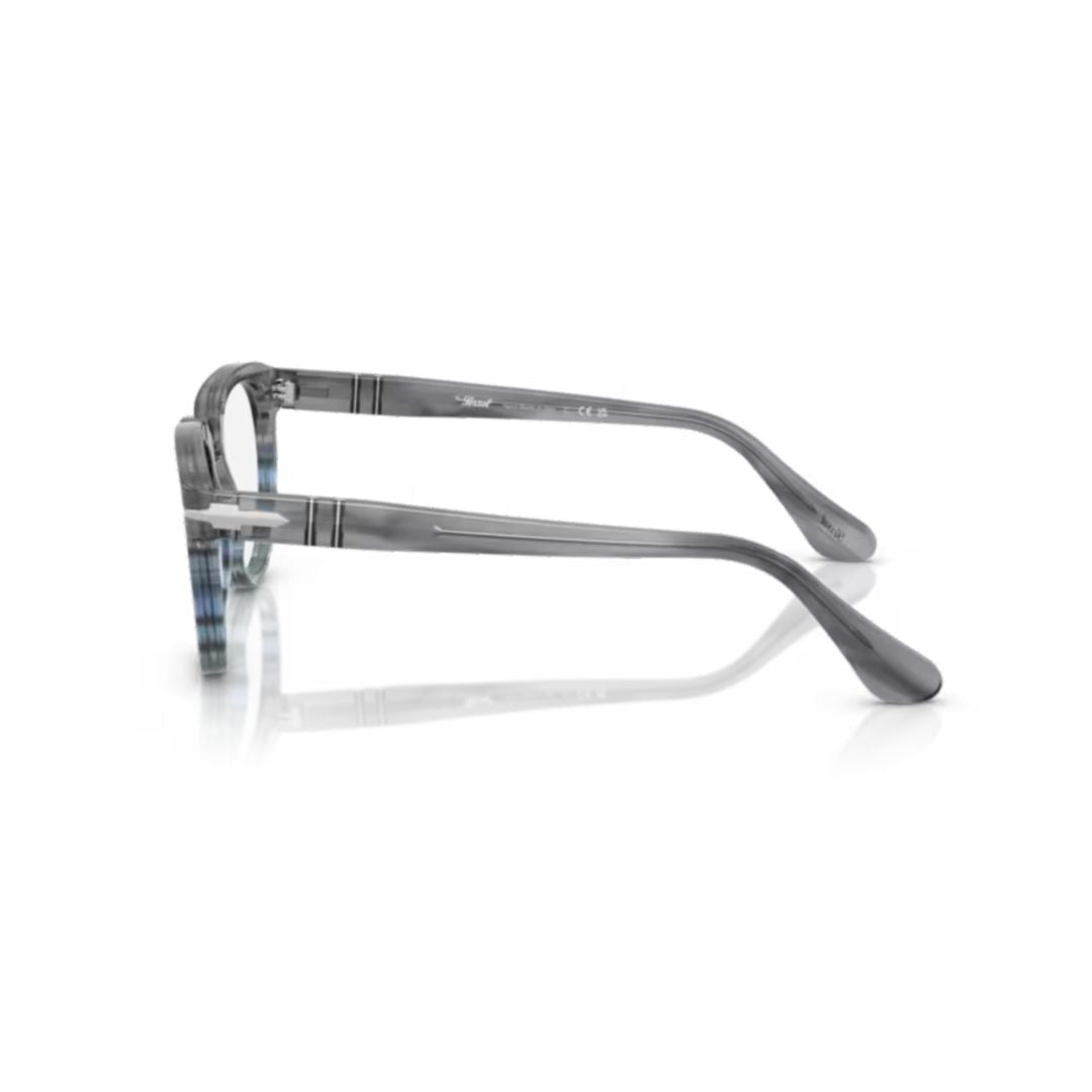 Persol 0Po3377v Translucent Grey Acetate Eyeglasses With Blue Accents