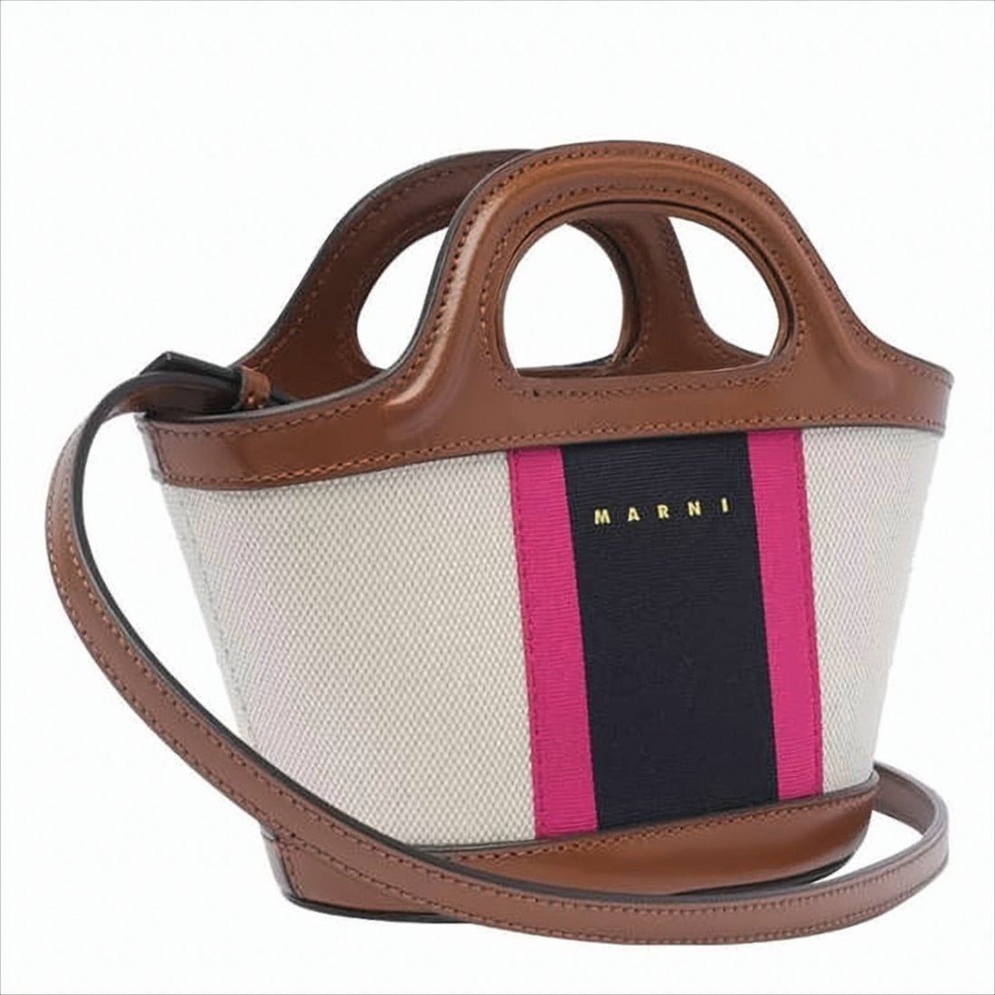 Marni Structured Beige Canvas Tote Bag With Vibrant Accents