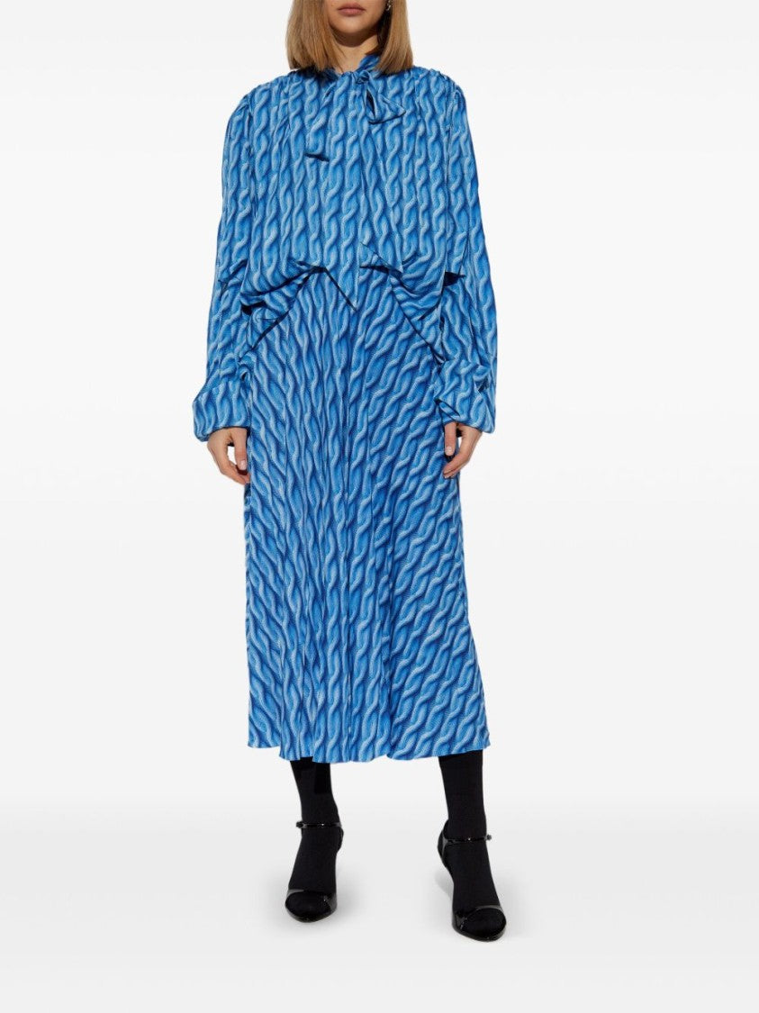 Balenciaga Wave Pattern Print Dress