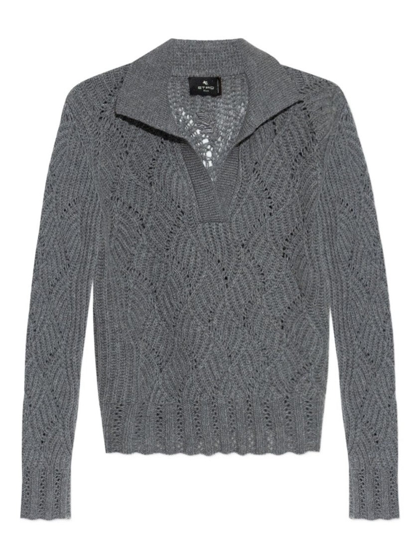 Etro Three-Dimensional Openwork Knit Polo Shirt