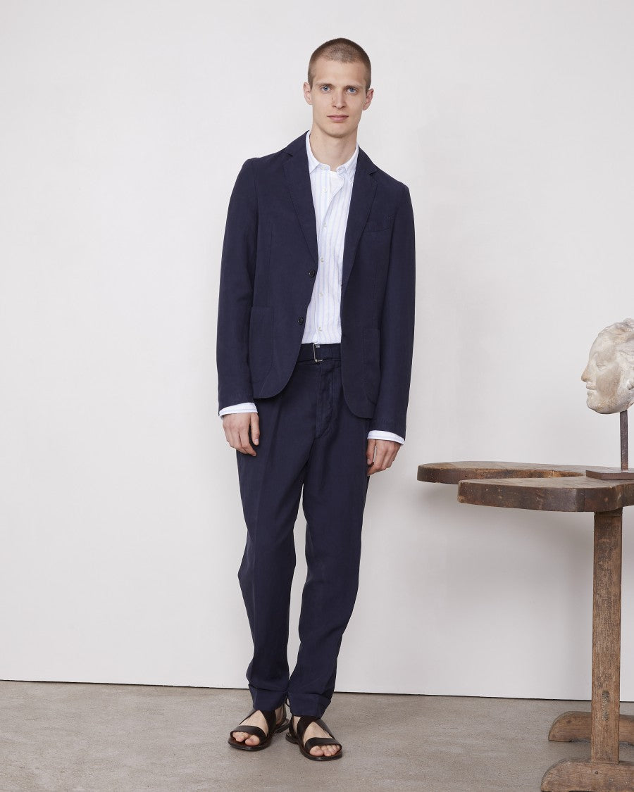 Officine Generale Unconstructed Two-Button Jacket With Soft Shoulder Design