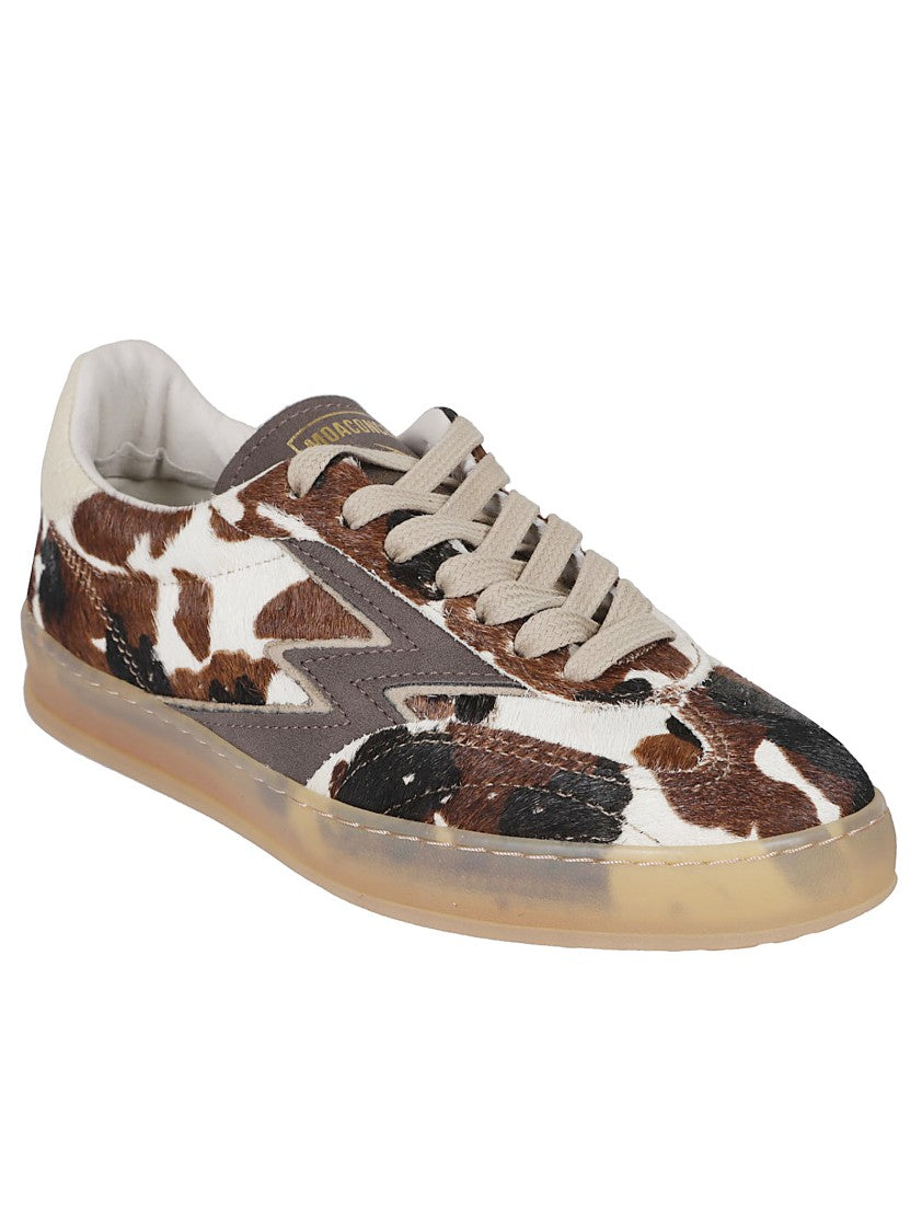 Moa Concept Animal Print Low-Top Sneakers With Textured Leather Detail