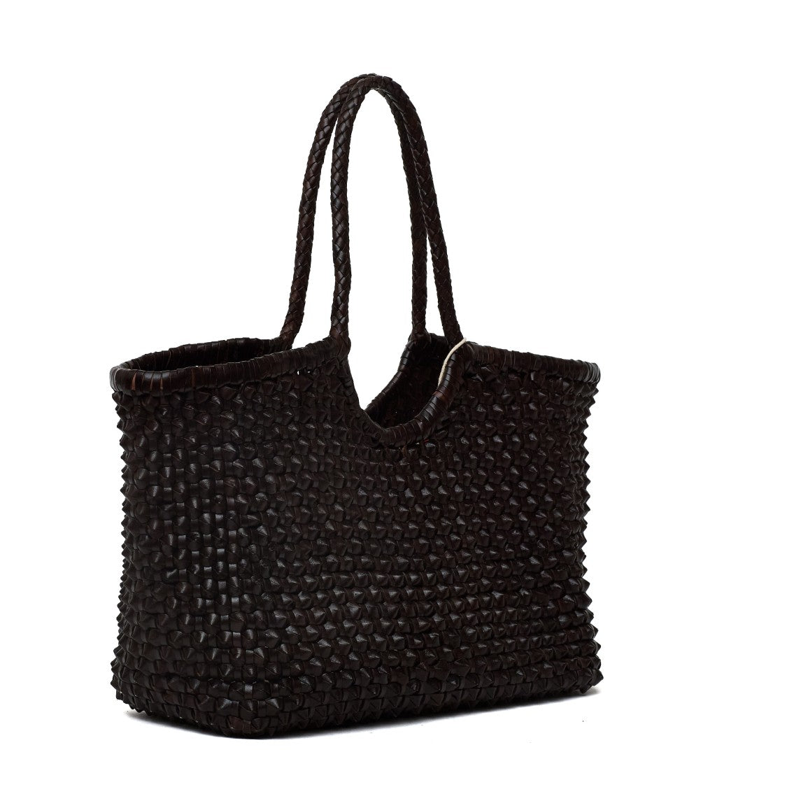 Dragon Diffusion Nantucket Cactus Weave Handwoven Buffalo Leather Tote Bag