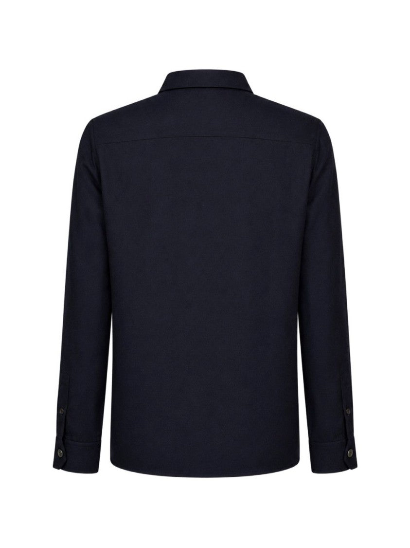 Brunello Cucinelli Black Virgin Wool Pointed Collar Shirt