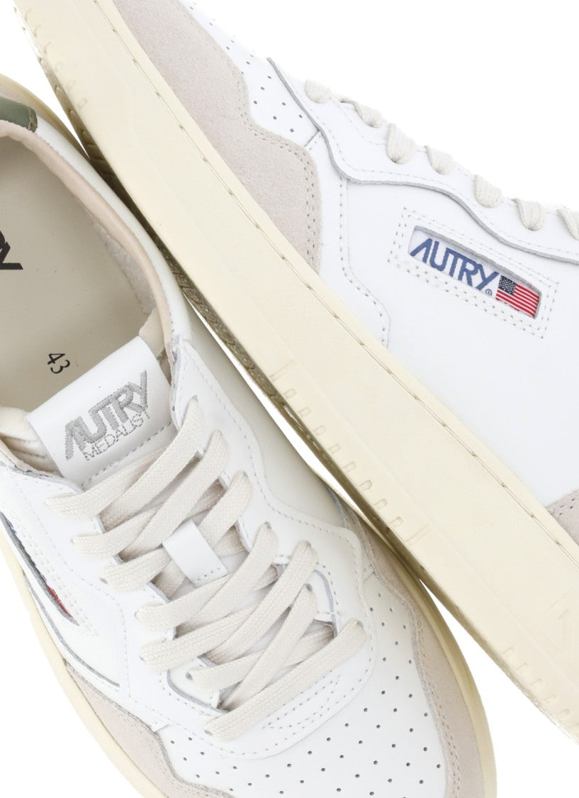 Autry White Medalist Low Suede Inserts Sneakers