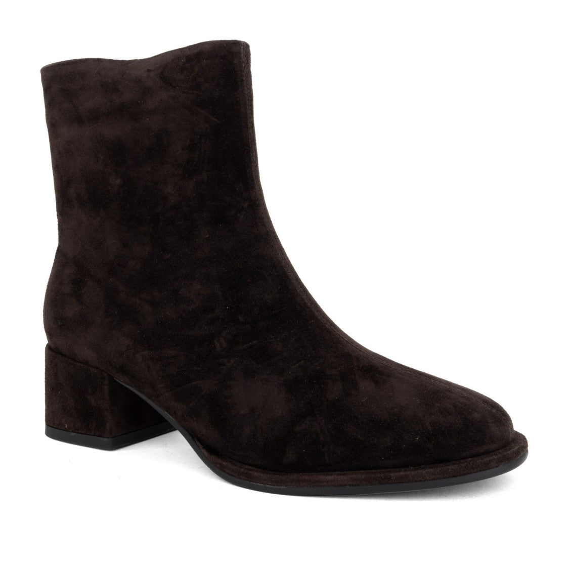 Linda Baumann Brown Suede Smooth Block Heel Boots
