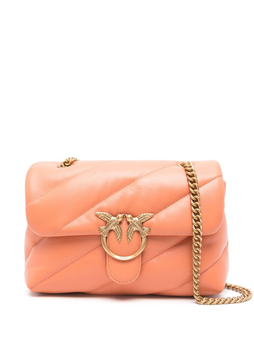Pinko Peach Orange Quilted Shoulder Bag