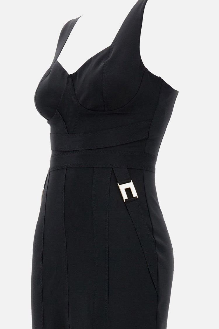 Elisabetta Franchi Fitted Midi Dress With Gold Accents