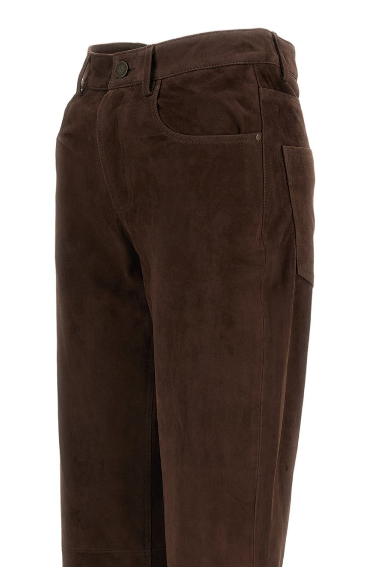 Arma Brown Suede Straight-Leg Pants
