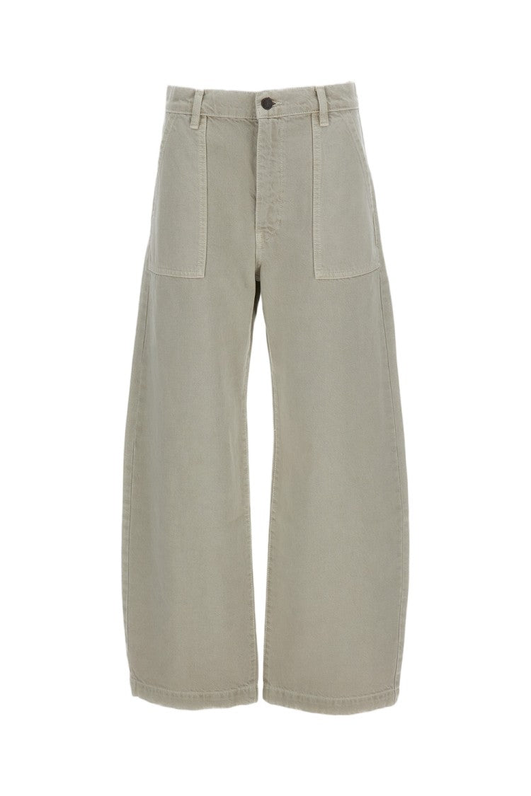 Frame Curved Barrel Leg High-Waisted Cargo Jeans