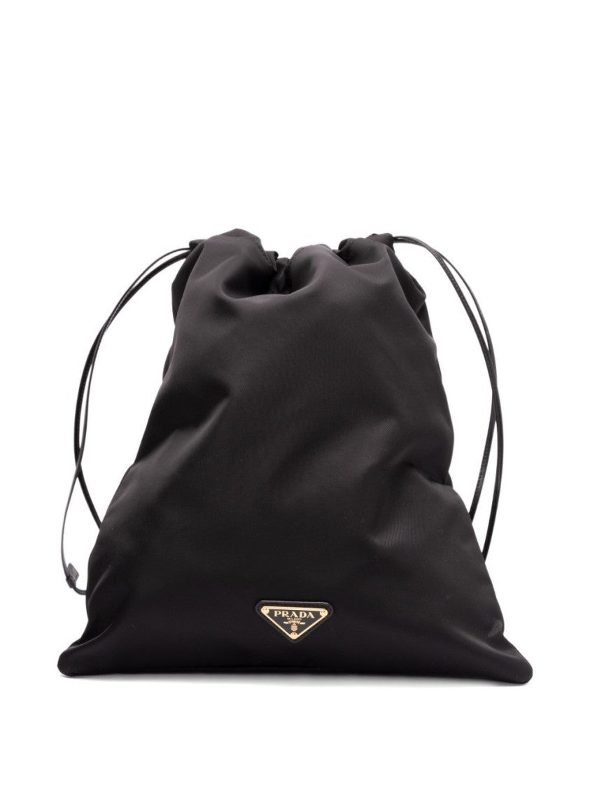 Prada Lightweight Drawstring Bag With Logo Plaque