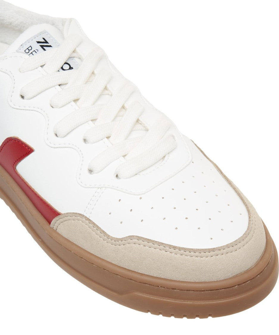 Zeta Handmade Corn Leather Sneakers With Striking Red Accents