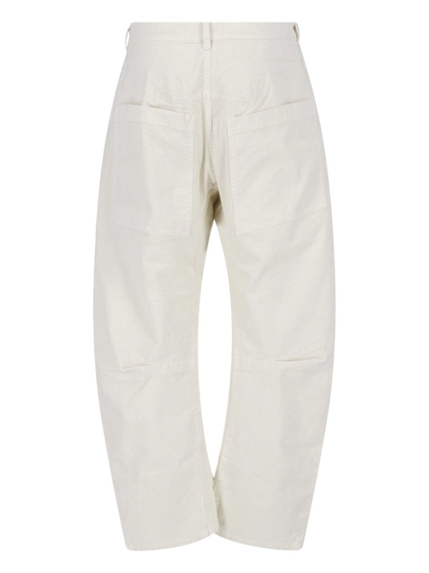 Nili Lotan Cream Shon Cotton Corduroy Rounded-Leg Pants