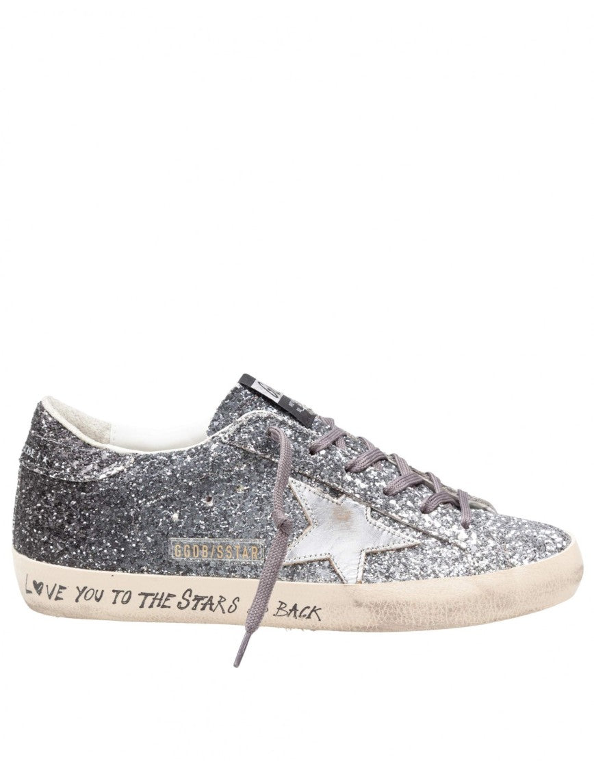 Golden Goose Super Star Glitter Sneakers In Silver