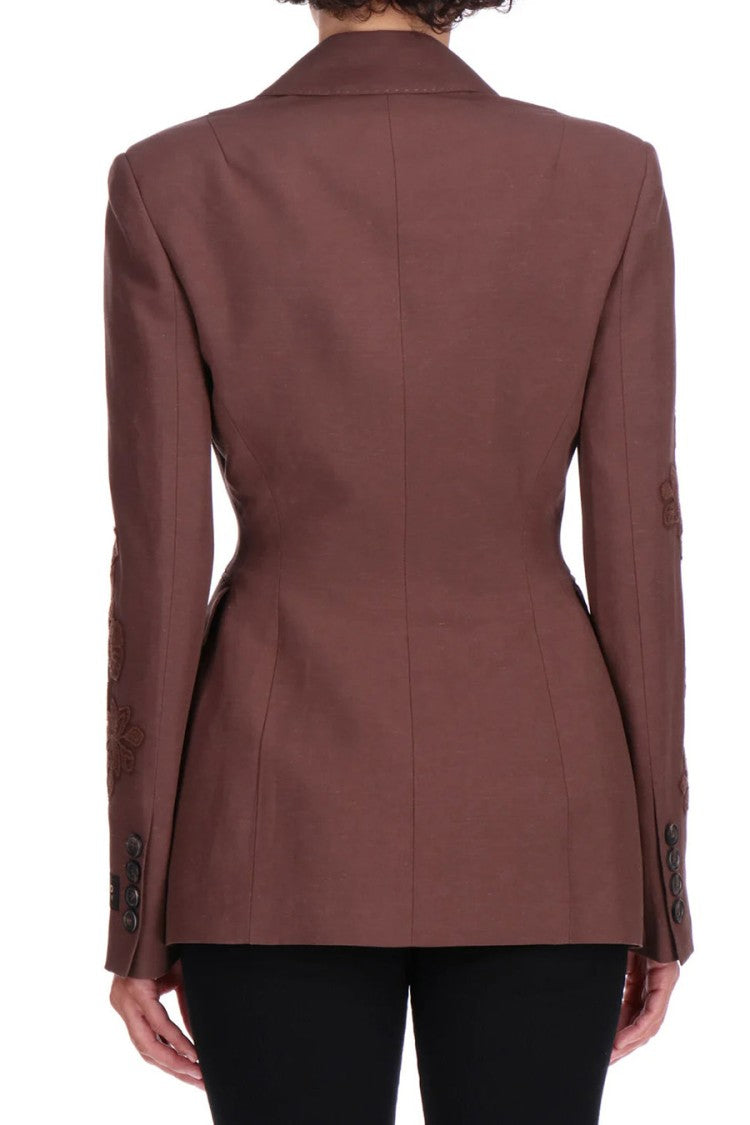 Ermanno Brown Wool-Blend Notch-Lapel Blazer