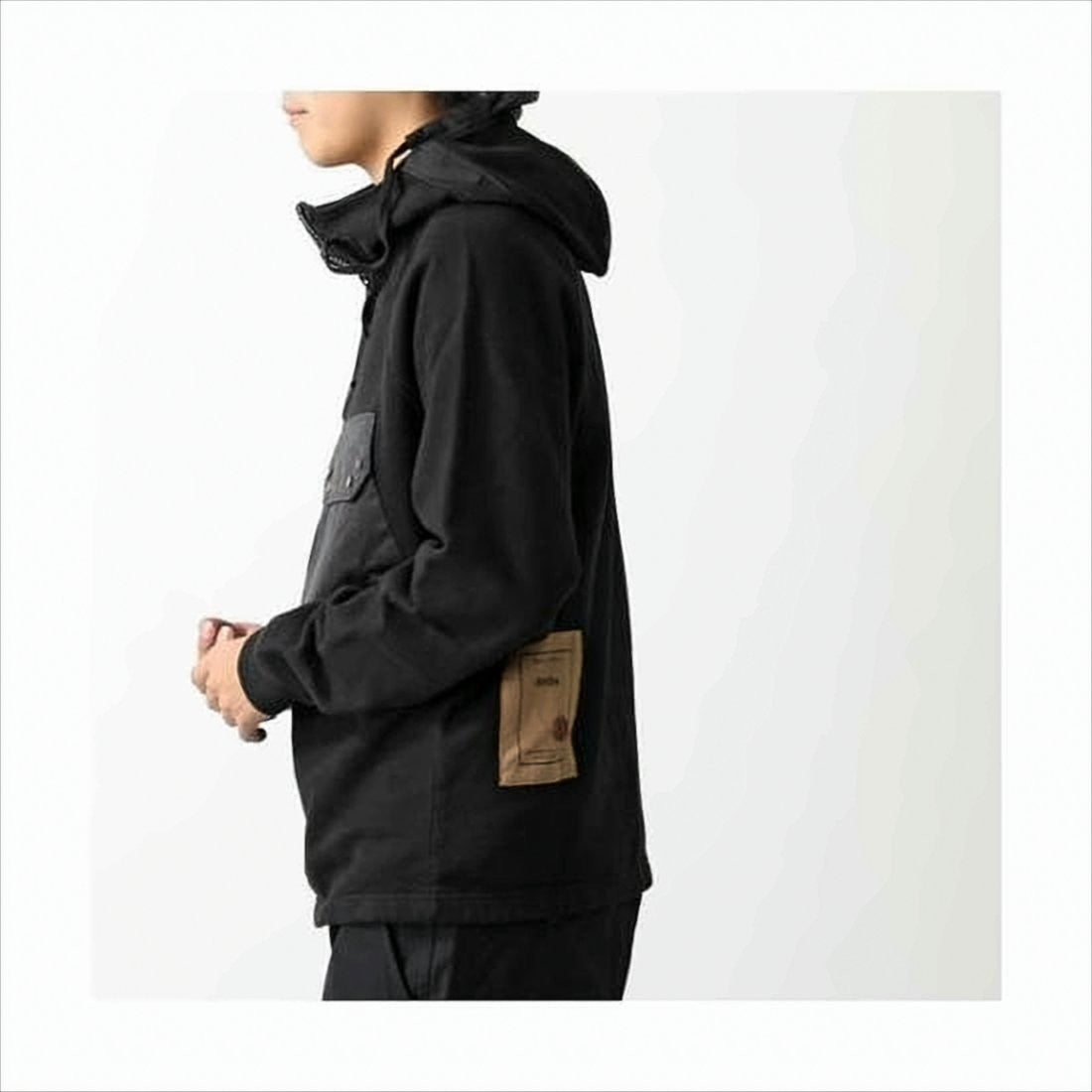 Ten C Relaxed-Fit Black Hoodie With Distinctive Side Patch