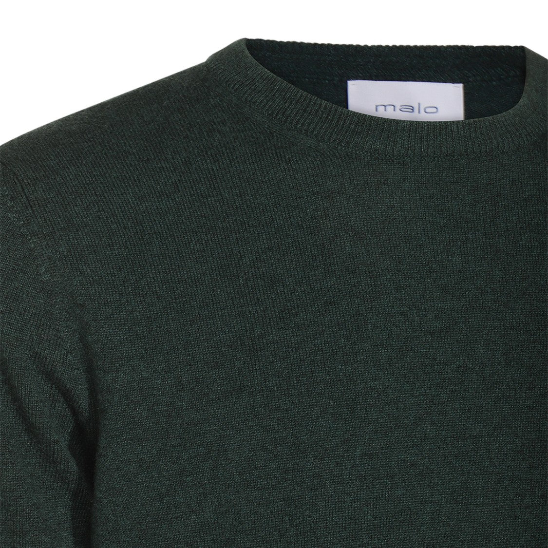 Malo Fine-Knit Green Sweater With Classic Crew Neckline