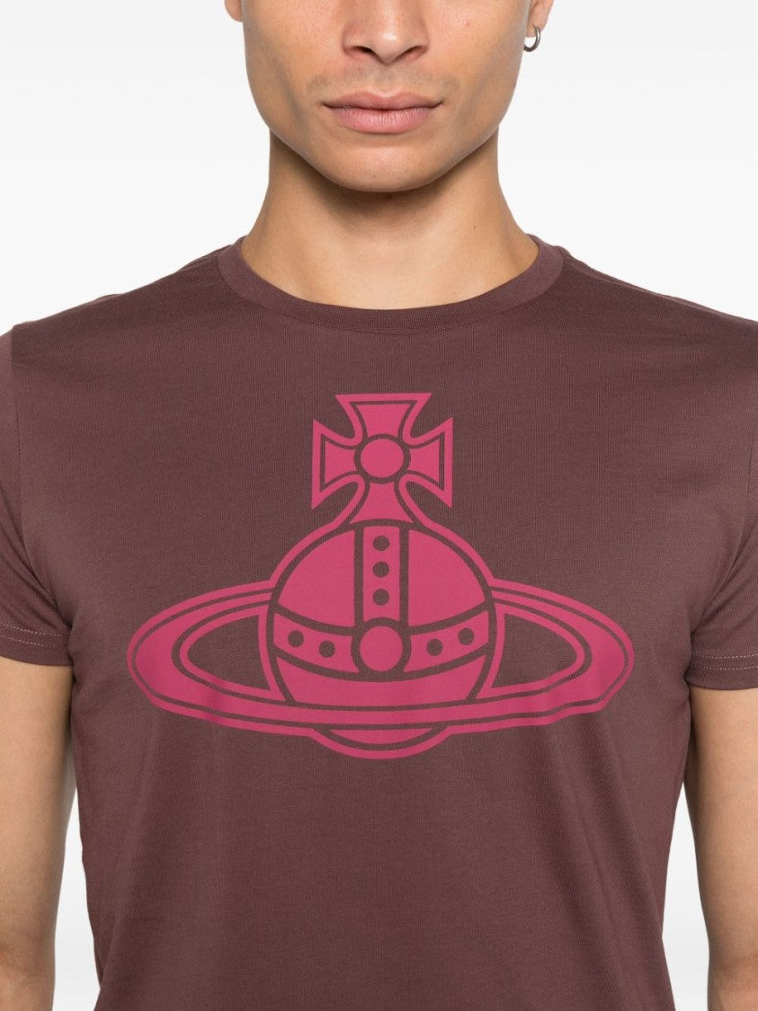 Vivienne Westwood Cotton T-Shirt With Orb Graphic Print In Muted Purple