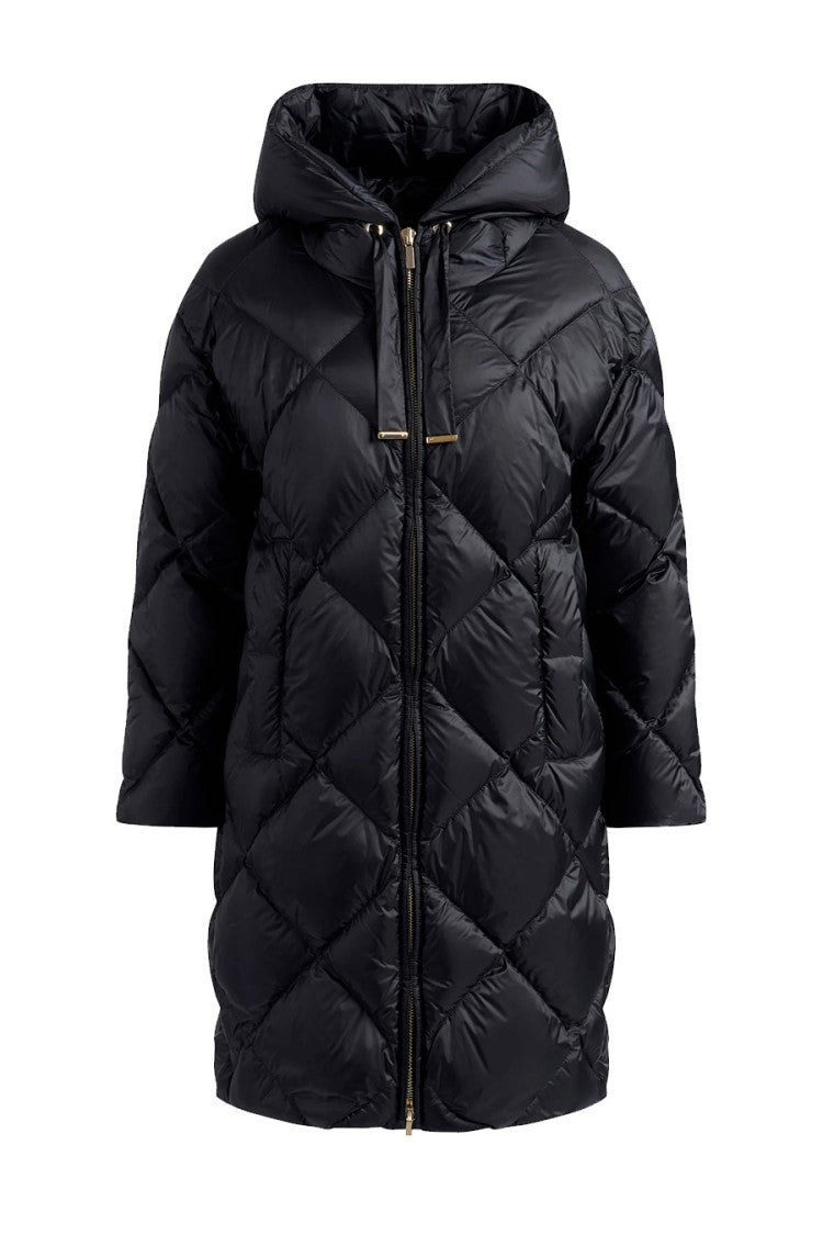 Max Mara Black Mtctrefe Diamond-Quilted Hooded Polyamide Puffer Coat