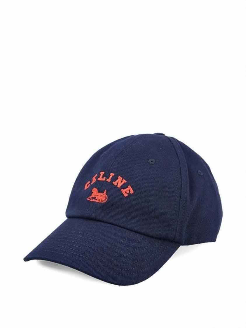Celine Deep Navy Structured Orange Embroidered Cap