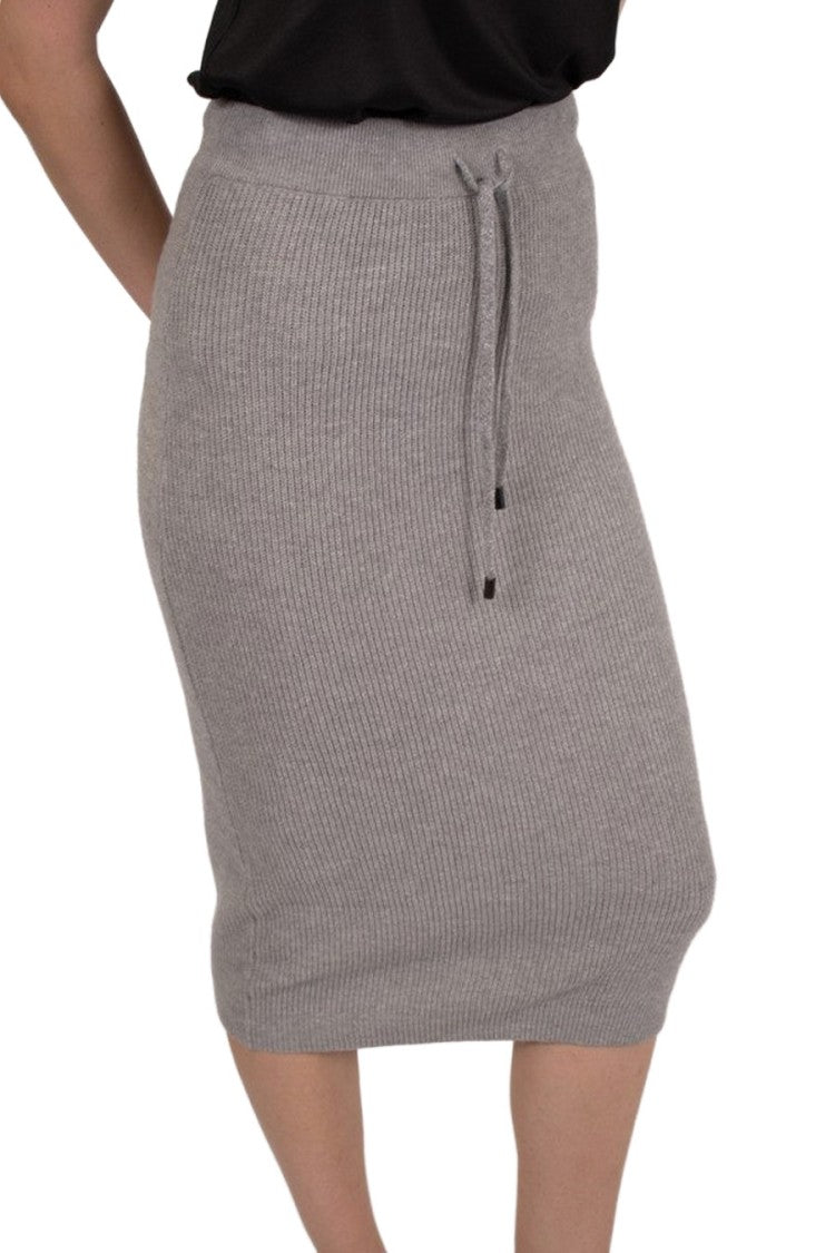 Peserico Grey Crepe Midi Skirt